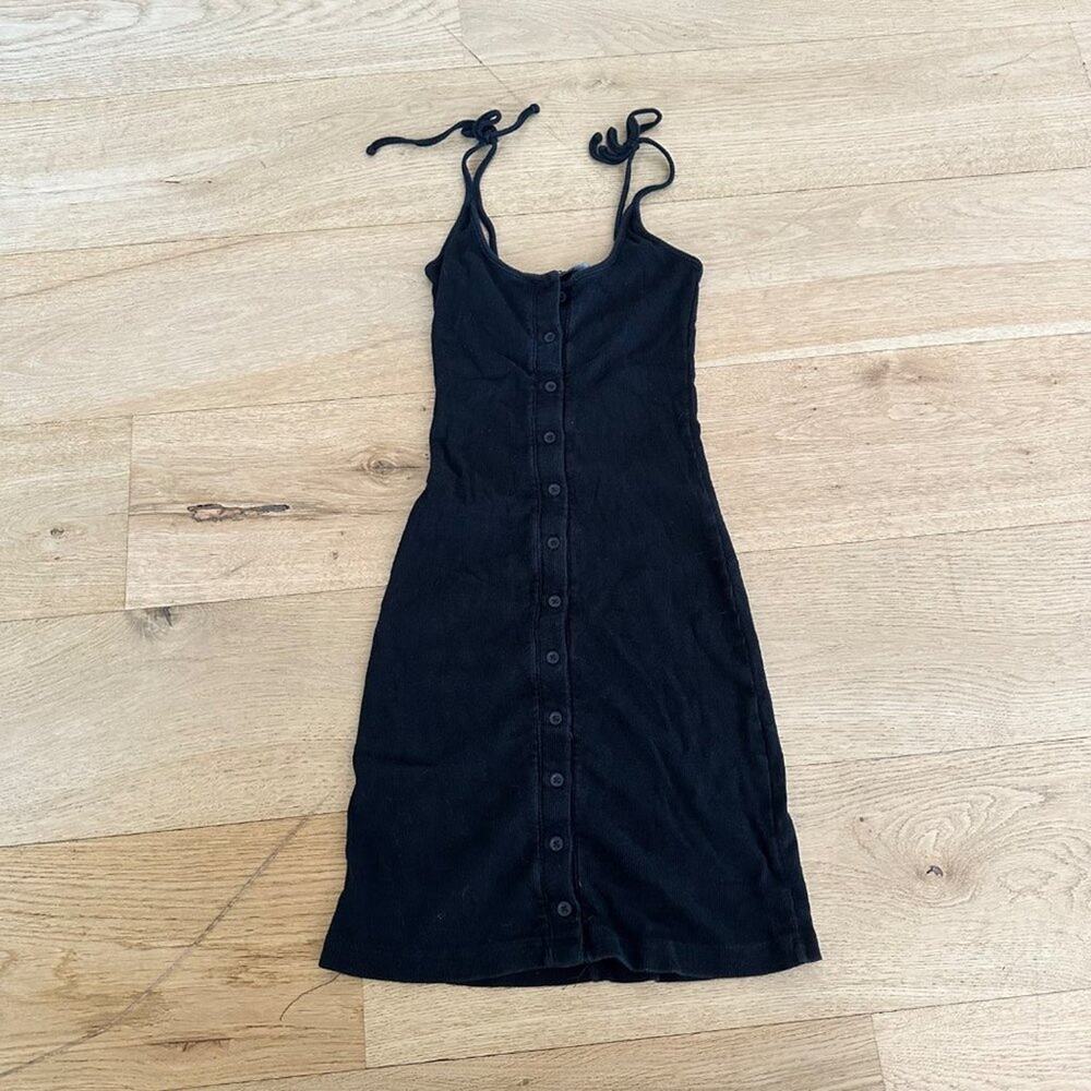 Brandy Melville - Button Front Sleeveless Dress in Black